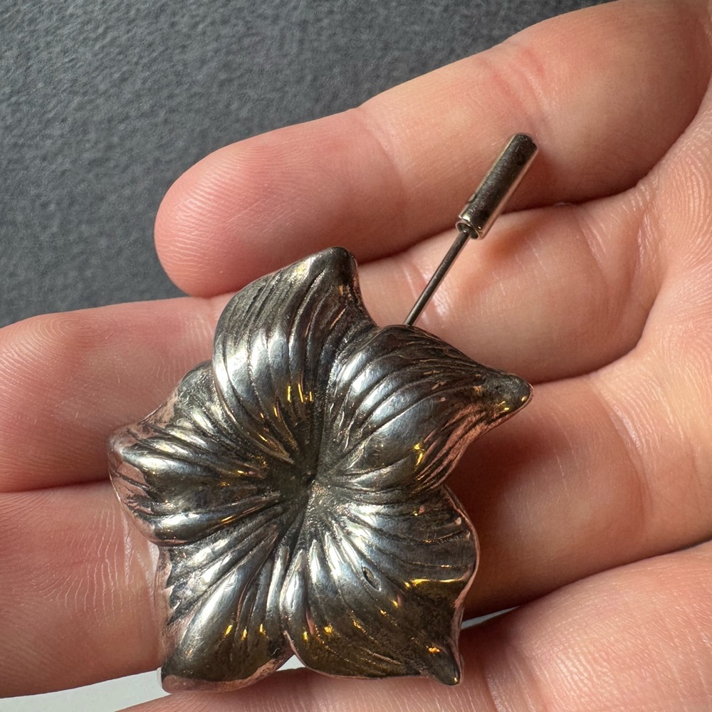 Vintage Sterling Silver Floral Stick Pin 6.4g - Picture 9 of 11